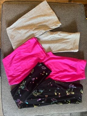 Girls' 3-Pack Leggings — Hot Pink, Heather Gray & Black Unicorn Print
